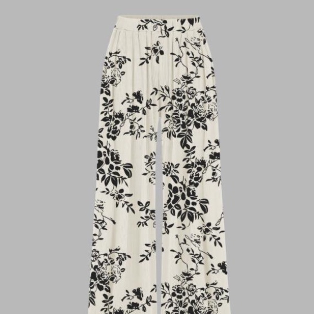 Solid Elastic Waist Wide Leg Pants